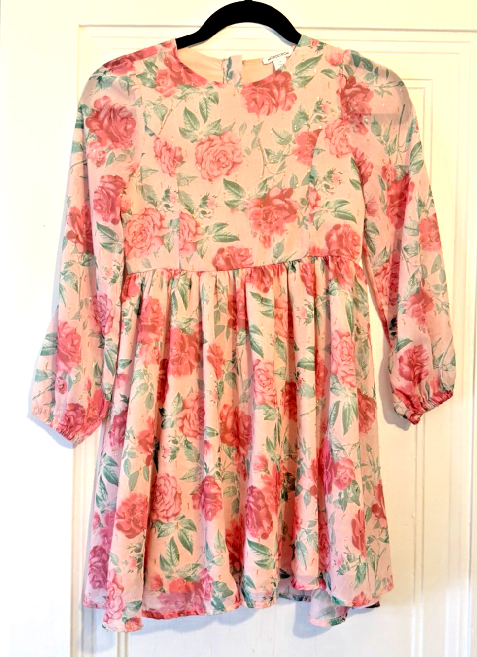 Nordstom Girls Pink Floral Print Chiffon Dress size 10